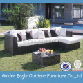 Modern grouss Ronn Harz Wicker Patio Miwwel